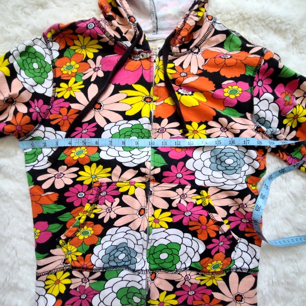 Authentic Vintage by Vintage Girl floral zipper sweatshirt, medium, black w/mult - Picture 5 of 9